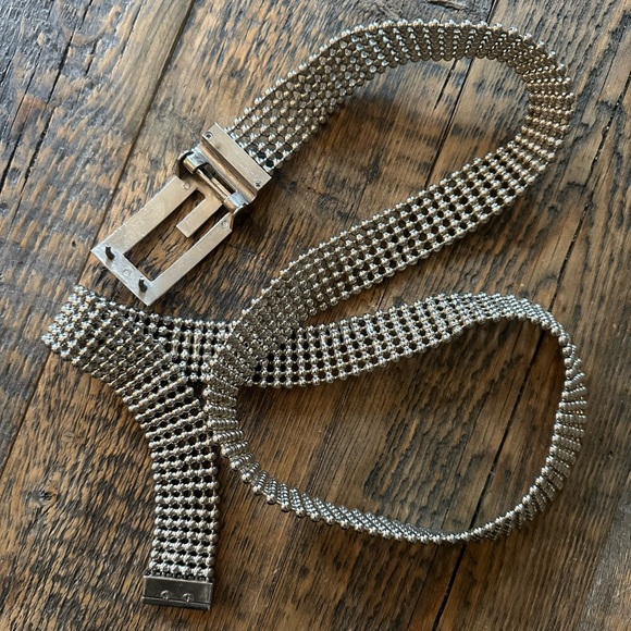 Vintage Guess Y2K 90s Bling Silver Beaded Chain Belt \